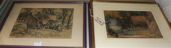 Four framed watercolours, various